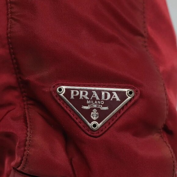 PRADA Tote Bag Nylon Red Auth MY293 - Picture 10 of 16
